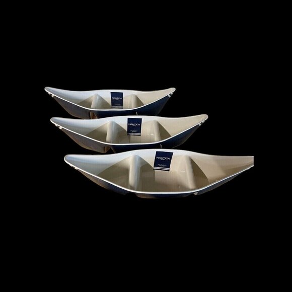 Nautica Home Rowboat & Oar Melamine Condiment Tray Set - Brand New - Picture 3 of 4